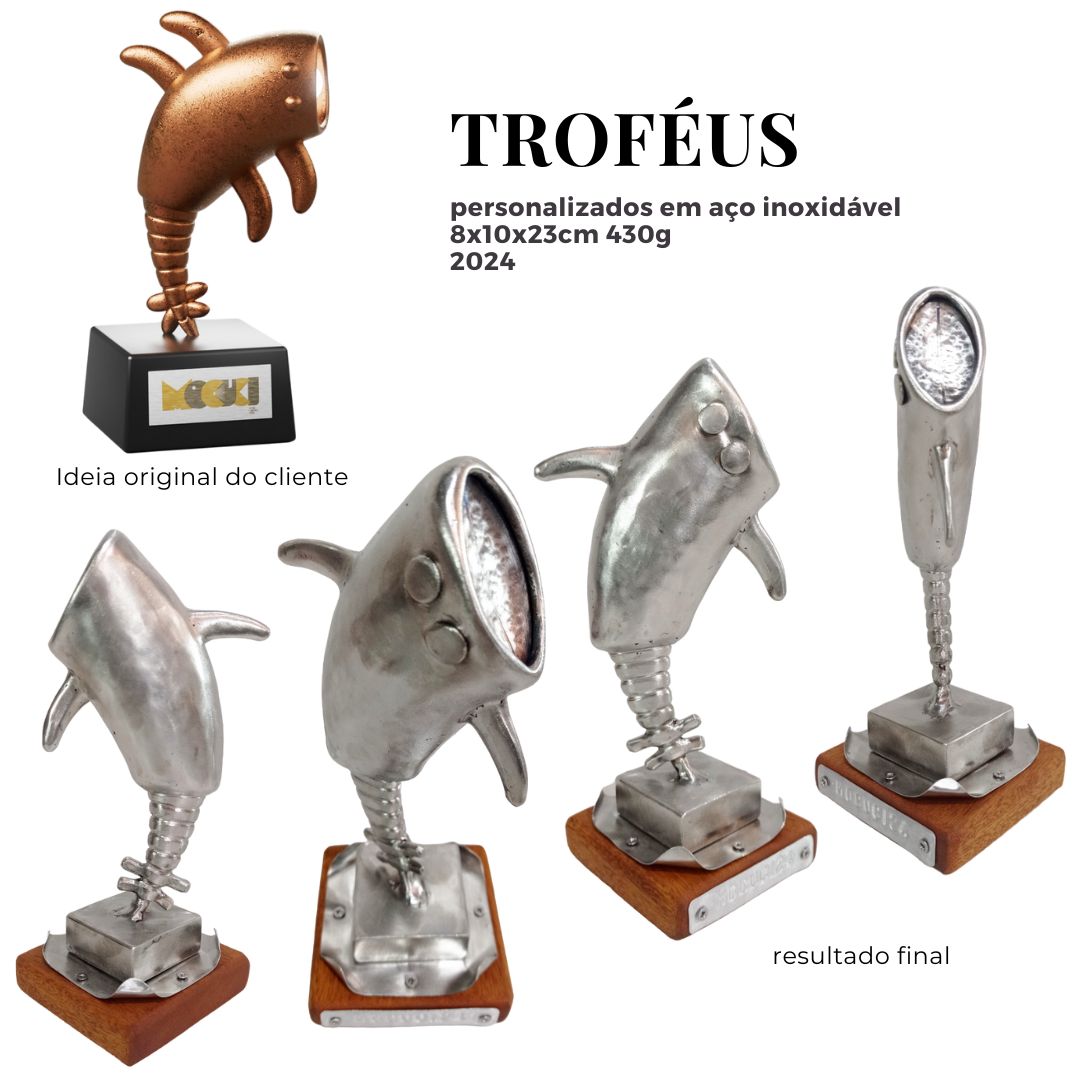 troféus personalizados em aço inoxidável